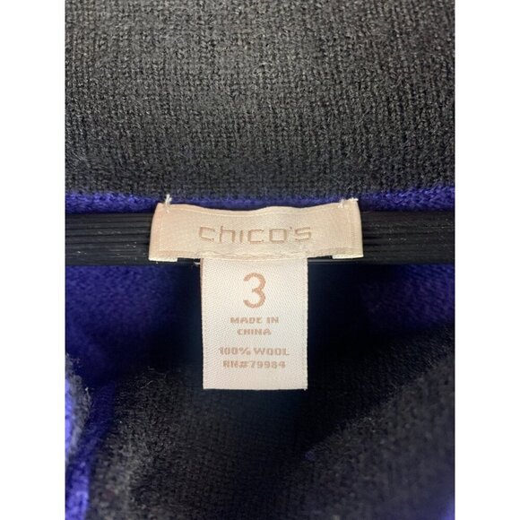 Chicos Long Purple Wool Coat Jacket Size 3 - Picture 4 of 5